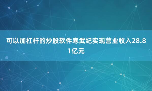 可以加杠杆的炒股软件寒武纪实现营业收入28.81亿元