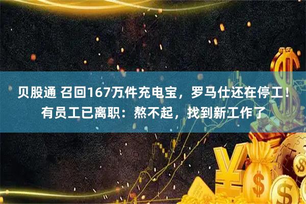 贝股通 召回167万件充电宝，罗马仕还在停工！有员工已离职：熬不起，找到新工作了